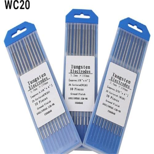 WC20 10 Piece Gray Color 3.2mm*150mm(1/8''x6'') Ceriated Tungsten Electrode Head Tungsten Needle/Rod For Welding Machine