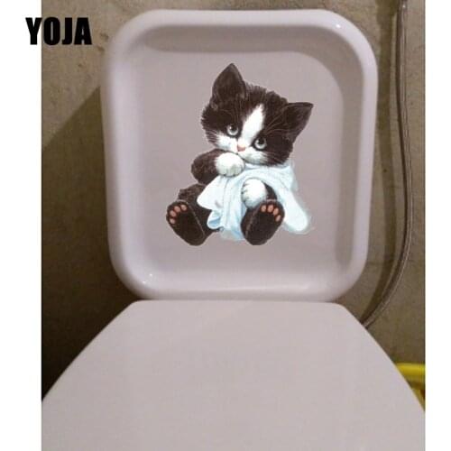 YOJA 19.8*24.6CM Cute Cat Home Decoration Bedroom Wall Decals Toilet Seat Stickers T1-0091