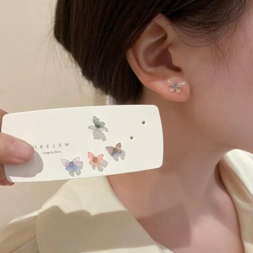 2021 Korean New Fashion Butterfly Earrings For Women Punk Acrylic Style Cute Girl Stud Earrings Kpop Jewelry Wholesale Gifts