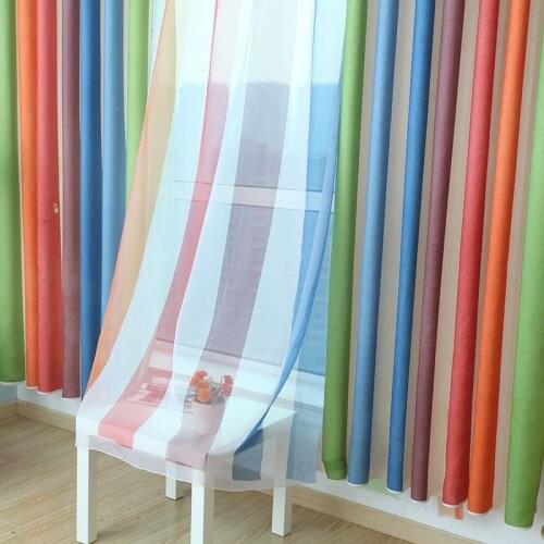 Colored Vertical Stripe Curtains for Nursery Bedroom Living Room Rainbow Curtain Drapes Window Sheers for Kids Girls Room 2pc