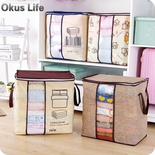 2018 Hot Non-woven Portable Clothes Storage Bag Organizer 45.5*51*29cm Folding Closet Organizer For Pillow Quilt Blanket Bedding