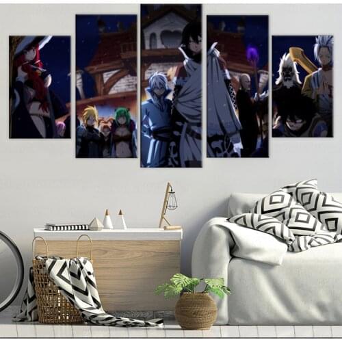 Home Decoration Canvas 5 Pieces Pictures Wall Art Fairy Tail Anime Paintings Prints Modern Modular Poster Living Room Framework