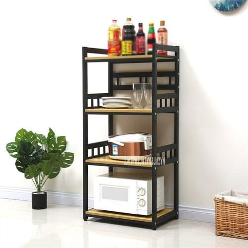 8161 Kitchen Floor Type Simple Microwave Oven Shelf Household Multifunctional Multilayer Particle Board Steel Frame Storage Rack