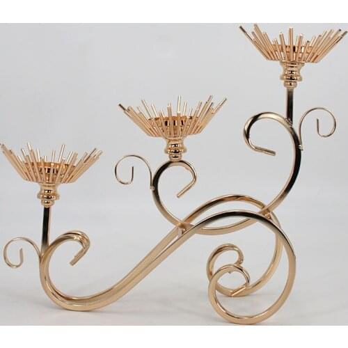 Large New Wedding ceremony Prop Metal 3-Arms Candlestick Originality European style Ornament Hotel Home Furnishing Ornament