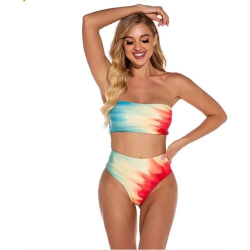 CUPSHE Yellow And Lemon Print Mid-Waist Bikini Sets Swimsuit Women Sexy Lace Up Two Pieces Swimwear 2021 New Beach Bathing Suits