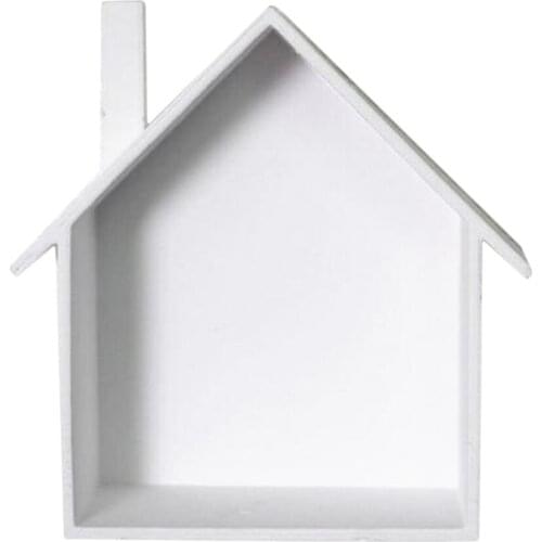 House Shape Wood Wall Shelf Display Hanging Shelving No Finish for Bedroom Kids' Room Decorations
