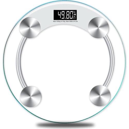 Round Electronic Weight Scale LCD Display Toughened Glass 180Kg Bathroom Gym Smart Body Weighing Digital Scale diameter 26/28cm