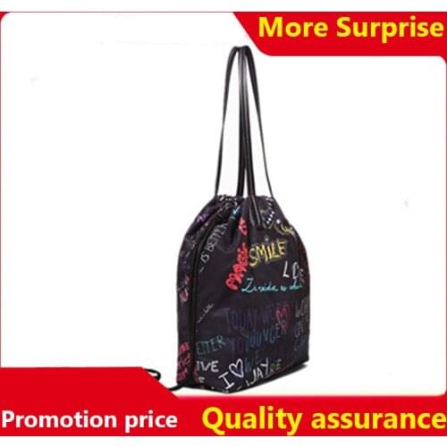 Spanish Fashion Brand Womens Graffiti Pull-Belt Light Drawstring Bag Funny Packs Shoulder Bag Bolsos Mujer De Marca Famosa 2021
