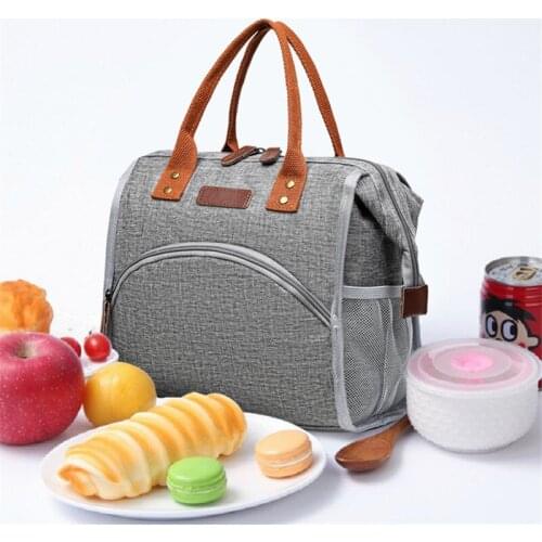 Insulated lunch bag portable cooler bag picnic lunch food storage bag travel food one-shoulder lunch box tote bag