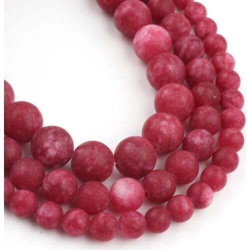 Natural Stone Beads Matte Hot Red Jades Perles Round Loose Spacer Beads For Jewelry Making 15"Inch 6 8 10mm DIY Charm Bracelets