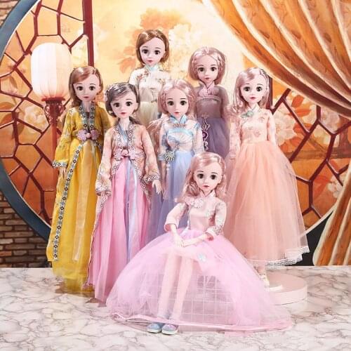 New 30cm Chinese Style BJD Doll 3D Eyes 16 Joints Movable 1/3 Princess Doll Costume Dress Up Girl Toy Girl Birthday Gift Toy