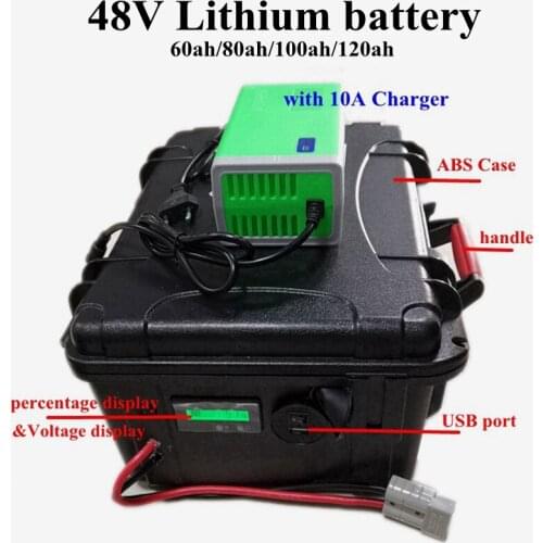 48V 60Ah 80ah 100ah 120ah Lithium li ion battery with percentage display for RV Caravan electric boat Solar system+10A Charger