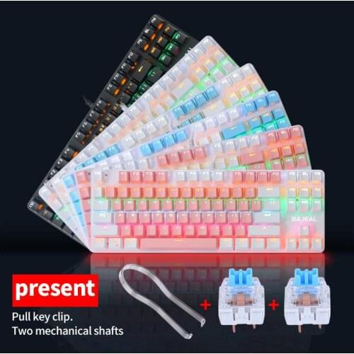 K100 RGB 87-key Usb Office Home Gaming Green Shaft Mechanical Keyboard With Dual-color 12 Media Keys for Electronic Sports