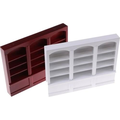 1pc Miniature Dollhouse Furniture Mini Furniture Model Triple Bookcase Dollhouse Miniatures 1:12 Accessories Wooden Doll House