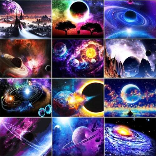 5D DIY Diamond Painting Landscape Space Cross Stitch Kit Full Drill Square Embroidery Mosaic Art Picture of Rhinestones Decor