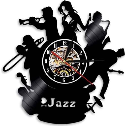 I Love Jazz Wall Clock Jazz Band Vinyl Record Wall Clock Classical Jazz Music Instrument Wall Watch Wall Decor Jazz Lover Gift