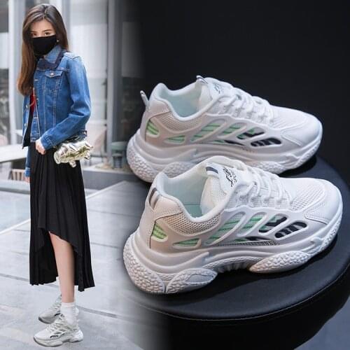 2021 New Mesh Versatile Casual Sports Shoes High Thick Sole Shoes