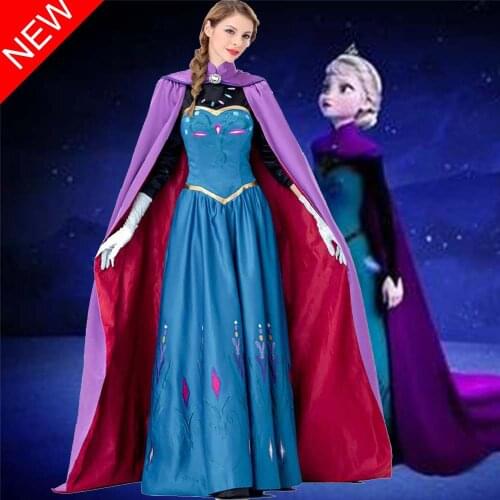 NEW Anna Aisha The Snow Queen Princess Dress Women Cosplay Clothing Dance Birthday Party Adult Ceremony Halloween Costume Cloak