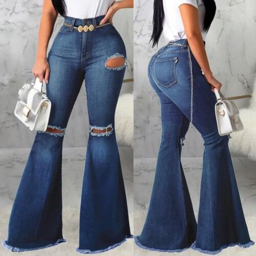 SAGACE Solid stretch flared pants casual jeans wide leg pants 2021 spring and summer trend womens jeans Korean Hong Kong Style
