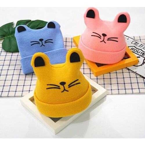 0-5Y Baby Beanie Kids Hat Boy Hats Girls Winter Cap Toddler Girl Muts Newborn Boys Cute Cat Soft Knit Caps for Children Unisex
