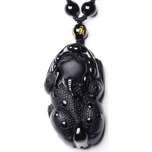 Black Obsidian Necklace Pendant Foo Dog Pendant Mens Jewelry Womens Jewelry Drop Shipping