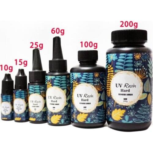 10/15/25/60/100/200g Hard UV Resin Glue Ultraviolet Curing Sunlight Activated Hard Resin Gel Quick-Drying for DIY Jewelry Making