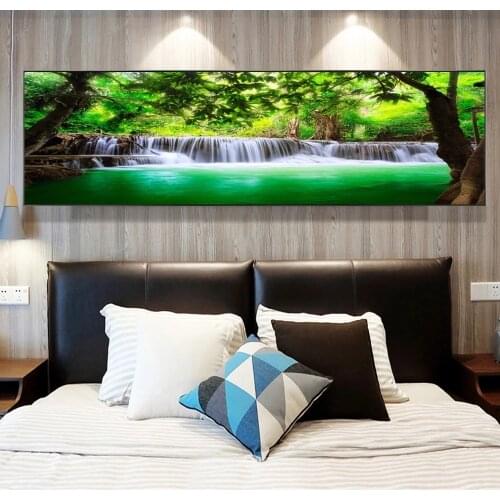 Nature Green Waterfall Lake Picture On Canvas Wall Art Posters And Prints Landscape Wall Painting For Living Room Decoration