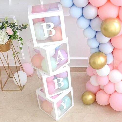 Transparent Name Age Box Girl Boy Baby Shower Decorations Baby 2 1st 1 One Birthday Party Decor Gift Babyshower Supplies