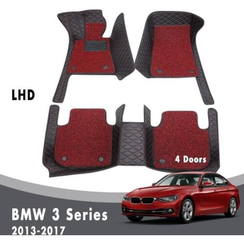 Luxury Double Layer Wire Loop Car Floor Mats Carpets For BMW 3 Series 4 Doors 2017 2016 2015 2014 2013 Auto Interior Accessories