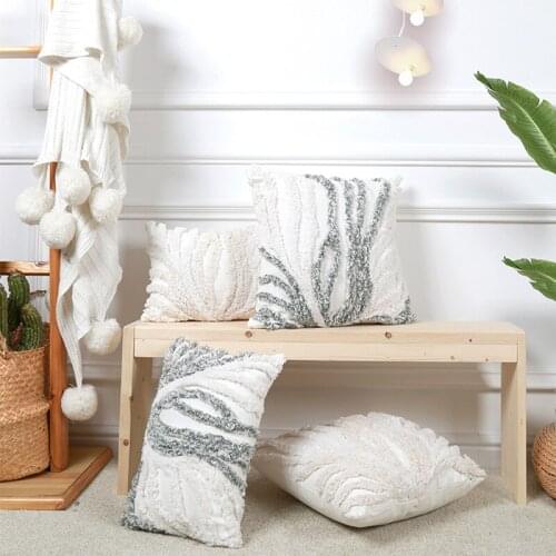 Gray Beige Cushion Covers Mediterranean Tufted Pillowcase Coral Stylish Pillow Cover 45x45cm/30x50cm Sofa Bed Chair Room