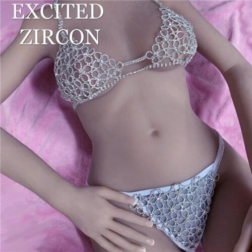 Rhinestone hollow peach heart fashion body chain chest chain waist chain woman sexy luxury bikini bra thong nightclub jewelry