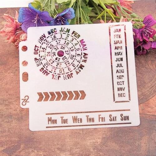 14.1*13 calendar scrapbook stencils spray plastic mold shield DIY cake hollow Embellishment printing lace ruler Easter