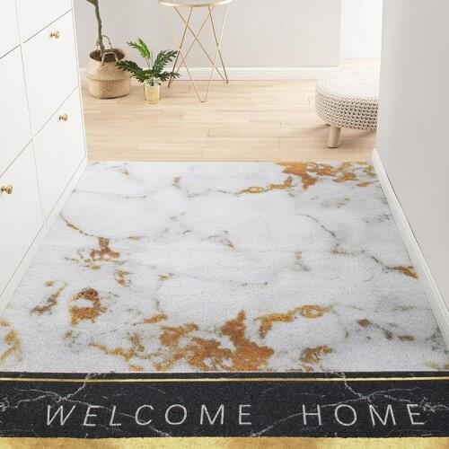 Indoor Doormat Front Back Door Mat Marble Pattern Water Absorbent Low-Profile Mud Rug Non Slip Entrance Dirts Trapper Large Rugs
