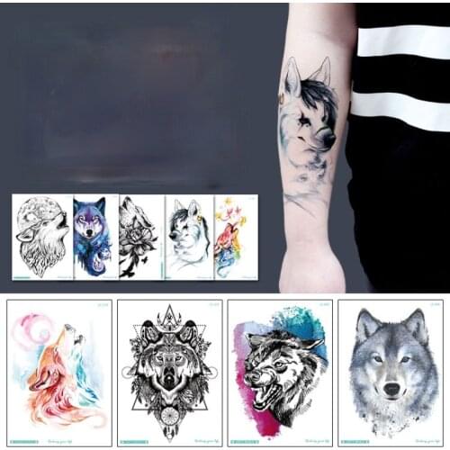 Waterproof Temporary arm tattoo sticker personality Wolf Tatto Sticker animal tattoo Flash Tattoos Body Art Fake tatoo wholesale