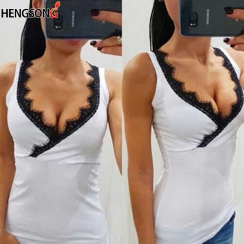 Hot Fashion Ladies Vest Sleeveless Tops Lace V Neck Sexy Shirt Casual Tank Tops T-Shirt For Women