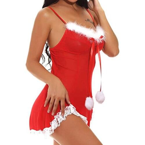 Plus Size Womens Nightie Sexy Lingerie Womens Underwear Night Dress Spice Suit Temptation Nightwear Home Red Nightdress+Briefs