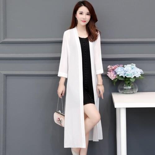 Women Loose solid Sun protection shirt Summer Casual Boho Chiffon Coat Shawl Kimono Cardigan Tops Plus Size Blouse 6XL 7XL 8XL