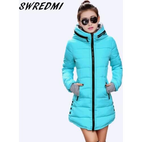 SWREDMI Womens Jacket Winter 2021 New Medium-Long Cotton Parka Plus Size Coat Slim Ladies Casual Clothing Hot Sale