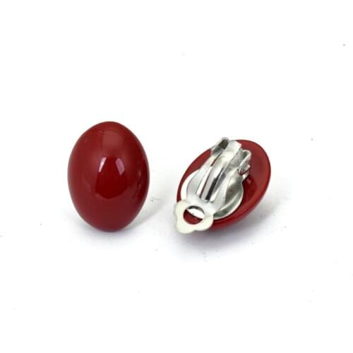 Non Pierced Red White Oval Resin Clip Earrings For Women Korean Geometric Jewelry Ear Cuff Earring Without Piercing
