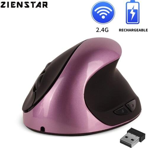 Zienstar 2.4G Rechargeable Wireless Ergonomic Mouse with USB Receiver Adjustable DPI For Gamer PC Laptop Macbook