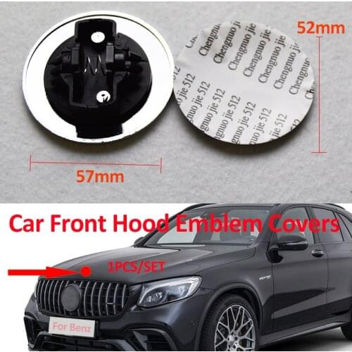 1pcs 57mm 5.7cm Car Front Hood Emblem Cap Auto Head Bonnet Label Cover For Mercedes Benz W124 W201 W202 W212 W220 W205 GLA CLA