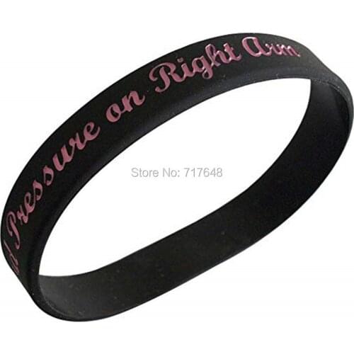 100pcs Lymphedema No Needle or Blood Pressure on Right ARM wristband silicone bracelets free shipping by epacket A