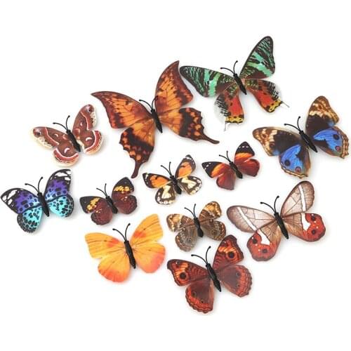 12Pcs/ Lot DIY Wall Sticker 3D Simulated Magnet Butterfly Wall Stickers For Home Party Decoration Living Room Home DIY Decor
