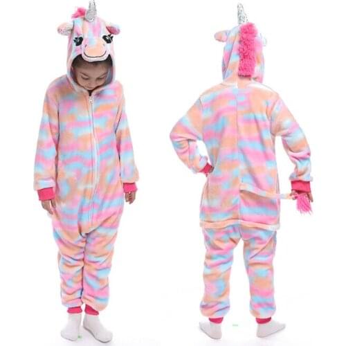 2020 Children Flannel Pajamas Kids Winter Sleepwear Boys Onesies Girls Pajamas Sets Unicorn Tiger Panda Stitch Animal Pyjama