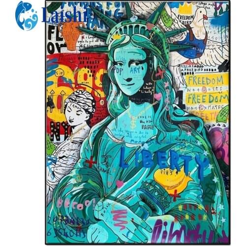 5D DIY Doodle Statue of Liberty Diamond Painting Full Square/Round Drill Diamond Embroidery Cross Stitch Rhinestone Home Decor
