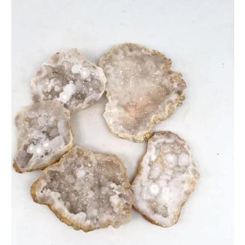 White Agate Geode slice natural gemstones minerals stones and crystals healing reiki decoration