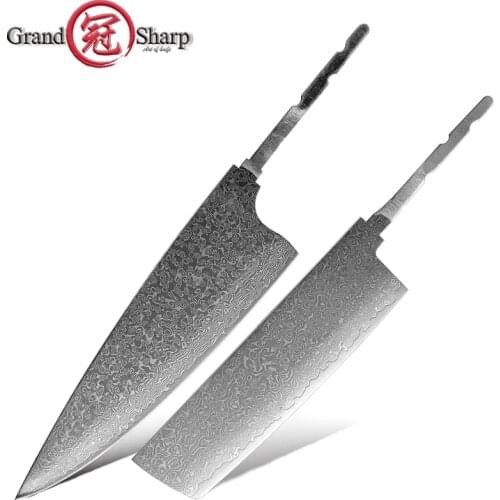 Grandsharp Knife Blank Blade DIY Kitchen Knife 67 Layers Damascus Steel VG10 Razor Sharp Tools High Hardness Chef Cooking Tool