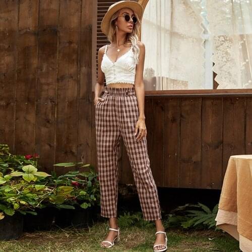Dabourfeel Women's Plaid Trousers