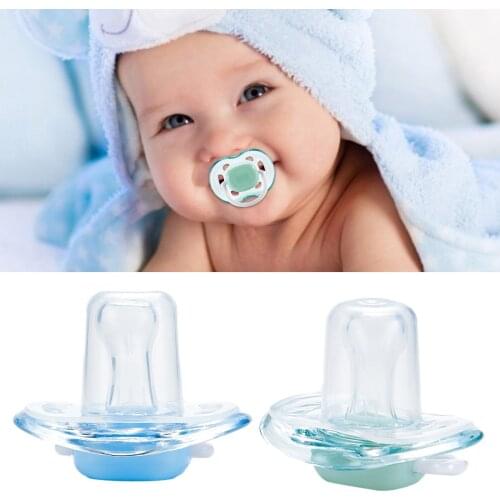 Baby Silicone Pacifier Soothing Infants Bite Chew Supplies Newborn Comfort Appease Nipple Flat Round Pacifier