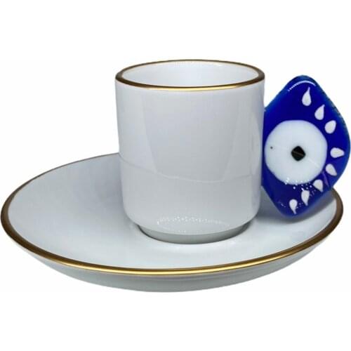 Porcelain Coffee Espresso Cup Turkish coffee Navy Blue Evil eyes Pattern